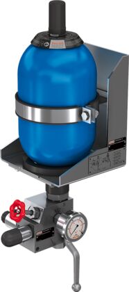 Bladder-type accumulator, 10.0 l, CE, shut-off block NG20, unloading: Manual