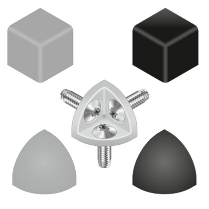 Cover cap corner bracket (ball) R40x40, signal gray