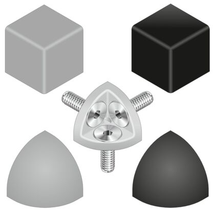 Cover cap corner bracket (ball) R45x45, black