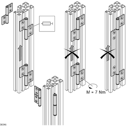 Hinge profile Hinge pins