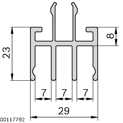 Sliding door profile, top L40-3000