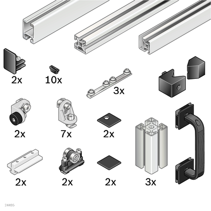 EcoSafe system door kit Assembly kit for sliding door with superstructure B1000