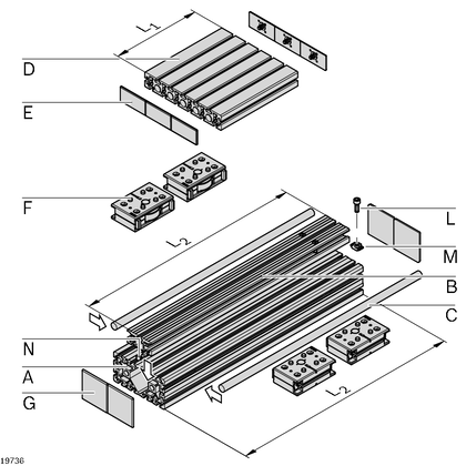 Cam roller guide LF20S, components empty