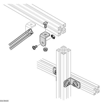 Conveyor level self-assembly elements Bracket set M8, set slot 10