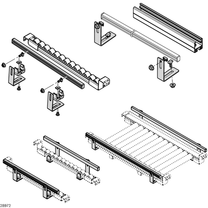 Lateral guide self-assembly elements Bracket set, mounting bracket 80 x 100 x 30