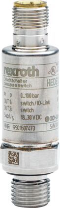 Электронные реле давления Electronic pressure switch, 2 switching outputs and IO-Link, pressure range 0 … 100 bar, connector 4-pole M12x1 A-coded, throttle element - артикул: R901507473