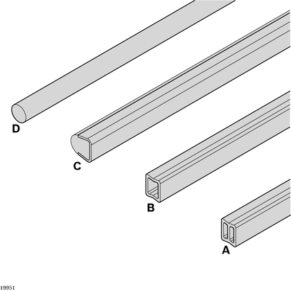 Profile rail for lateral guides Sectional rail 17x17.5 L200-3000