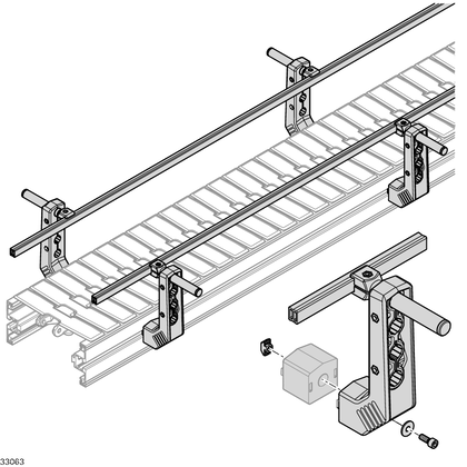 Holder for lateral guides, flexible Spacer set