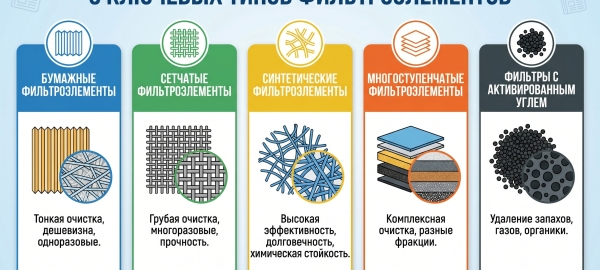 Типы фильтроэлементов для гидравлики